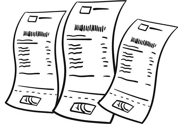 illustration: three receipts