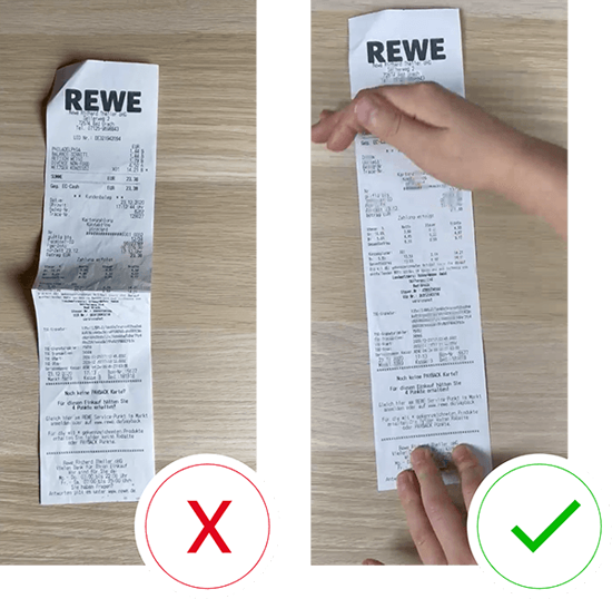 Photo ticket de caisse et iPhone avec les infos correspondantes dans l'appli WhatsLeft