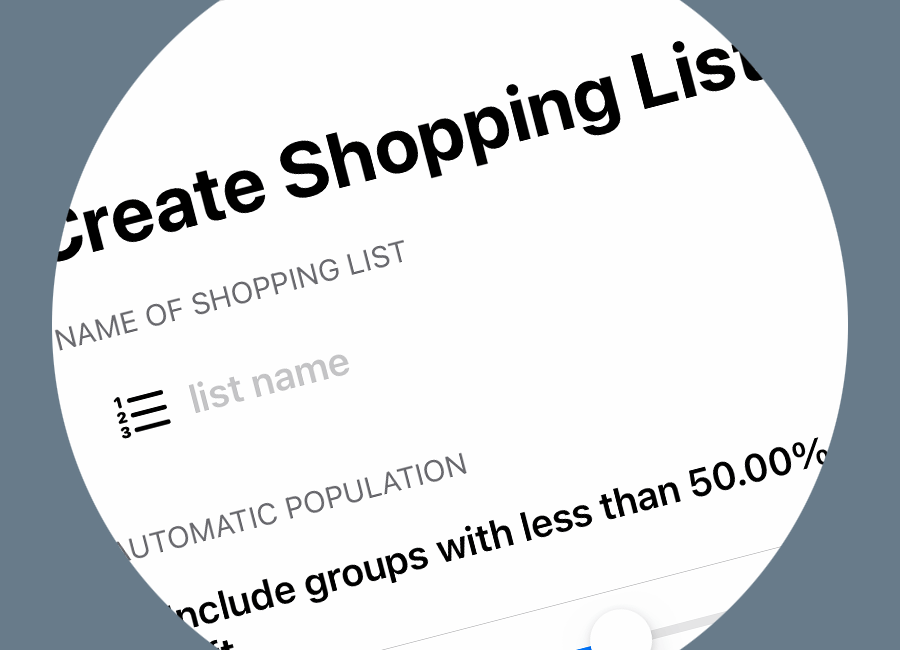 WhatsLeft's shopping list functionality